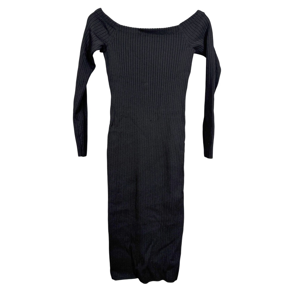 Michael Kors Ribbed Off Shoulder Dress Womens Medium Black Excellent JH68WYB5ZV